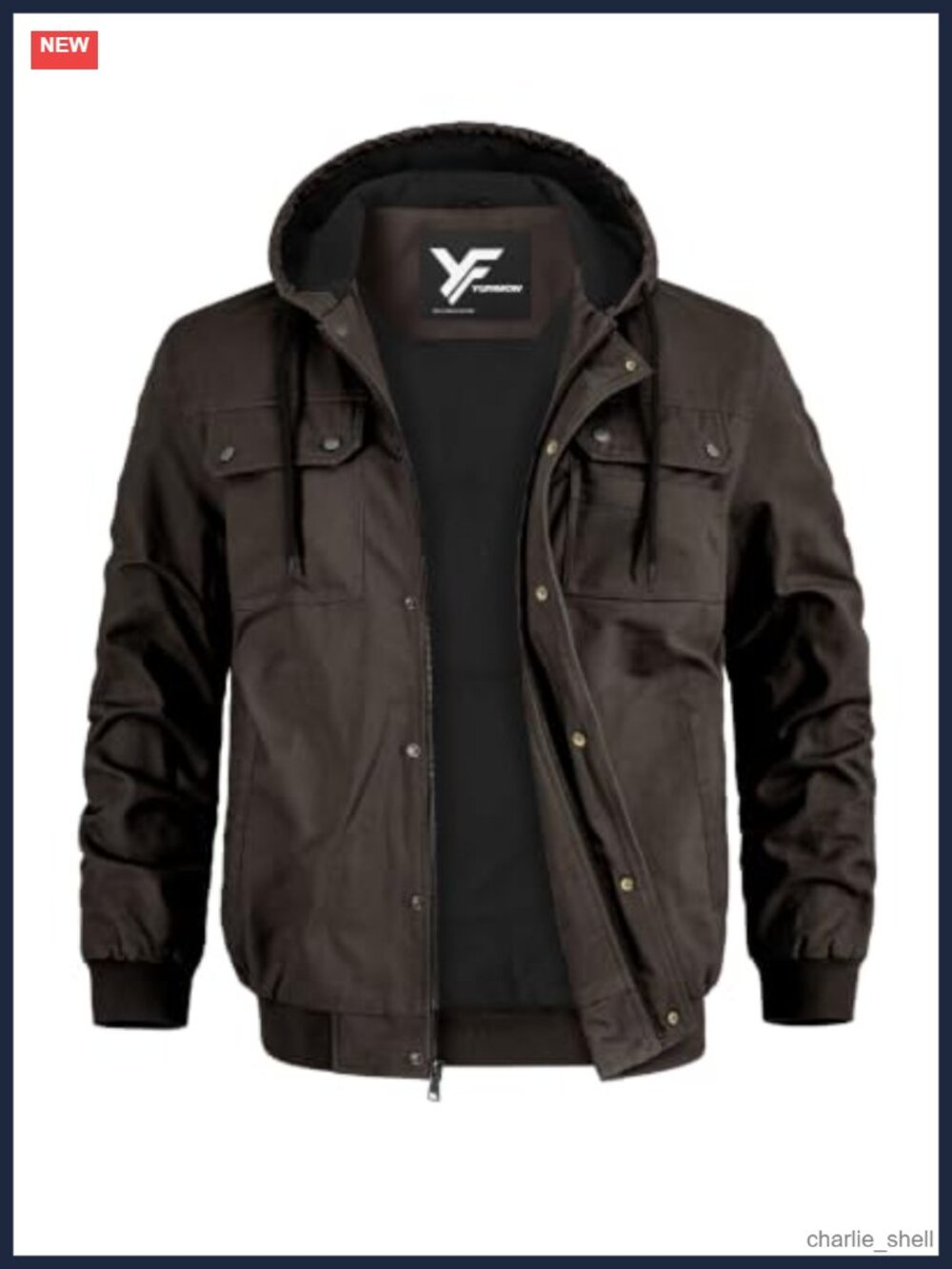 Men's Heavyweight Cotton Denim Hooded Bomber Jacket Fleece Lined Winter Coat